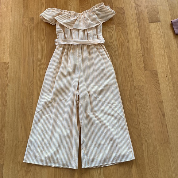 NEW Red Dress Boutique Yellow Striped Linen Jumpsuit with Belt - Picture 6 of 6